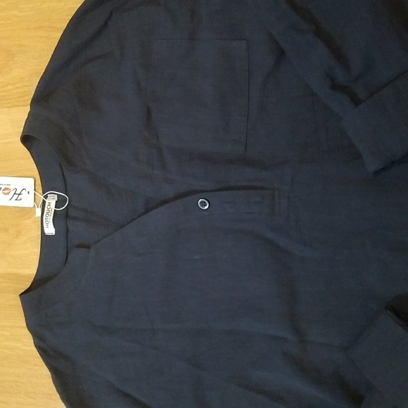 Hotouch dark blue long sleeve pullover v neck blouse size small NWT - Picture 2 of 8